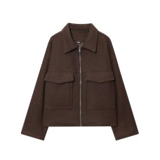 Large pocket zipper woolen jacket Large pocket zipper woolen jacket