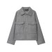 Large pocket zipper woolen jacket