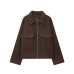Large pocket zipper woolen jacket