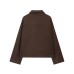 Large pocket zipper woolen jacket