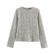 Round neck bead embellished long sleeved top