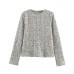 Round neck bead embellished long sleeved top