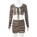Open navel hollow strap short sleeved two-piece set Open navel hollow strap short sleeved two-piece set