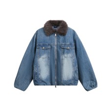 Fleece Mountain Hawk Warm Denim Quilted Jacket Fleece Mountain Hawk Warm Denim Quilted Jacket