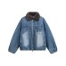 Fleece Mountain Hawk Warm Denim Quilted Jacket