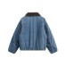 Fleece Mountain Hawk Warm Denim Quilted Jacket