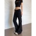 Retro Flared Denim Pants Cleanfit Trendy Washed Distressed Frayed Studs  Casual Pants for Women