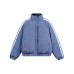 Reversible Plaid Stand-Up Collar Casual Couple Warm Cotton Coat