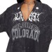Deep V-Neck Vintage Washed Loose Fit Letter Print 