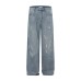 Vintage Distressed Ripped Design Denim Pants Women's  Loose Wide Leg Floor-Length Dad Pants Trendy