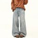 Vintage Distressed Ripped Design Denim Pants Women's  Loose Wide Leg Floor-Length Dad Pants Trendy