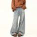 Vintage Distressed Ripped Design Denim Pants Women's  Loose Wide Leg Floor-Length Dad Pants Trendy