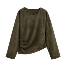 Suede waist wrinkle long sleeved fabric