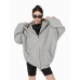 Vintage Lazy Hooded Open Front Sweatshirt Women Loose Casual Outerwear Top