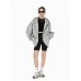 Vintage Lazy Hooded Open Front Sweatshirt Women Loose Casual Outerwear Top