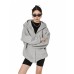 Vintage Lazy Hooded Open Front Sweatshirt Women Loose Casual Outerwear Top