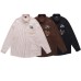 Embroidery Corduroy Long Sleeve Shirt Men Autumn