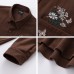 Embroidery Corduroy Long Sleeve Shirt Men Autumn