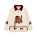 Color-blocked Polo Neck Sweater Autumn Winter Cozy Couple Knitwear