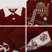Color-blocked Polo Neck Sweater Autumn Winter Cozy Couple Knitwear