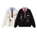 Print Patchwork Mock Two-Piece Loose Versatile Turn-Down Collar Hoodie Unisex