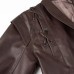 Street style single breasted waist cinched leather jacket