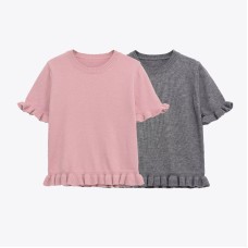 Stacked decorative knitted sweater short sleeved Stacked decorative knitted sweater short sleeved