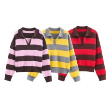 Simple long sleeved polo shirt collar knit sweater Simple long sleeved polo shirt collar knit sweater