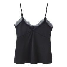 Hot girl lace embellished satin textured top Hot girl lace embellished satin textured top