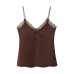 Hot girl lace embellished satin textured top
