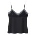Hot girl lace embellished satin textured top