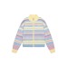 Cute Rainbow Stripe Zip-Up High Neck Cardigan Sweater for Women Casual Knit Outerwear