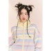 Cute Rainbow Stripe Zip-Up High Neck Cardigan Sweater for Women Casual Knit Outerwear