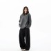 Retro Cable Knit Design Sweater for Women, Loose Fit Henley Neck Oversized Pullover Knitwear