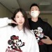 Casual Couple Hoodie Set Fashionable High-End Gray Floral Hooded Sweatshirt for Women