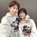Casual Couple Hoodie Set Fashionable High-End Gray Floral Hooded Sweatshirt for Women