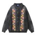 Embroidered Floral Washed Turn-Down Collar