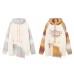Spliced Design Hooded Sweater Unisex Autumn Winter Loose Knitwear