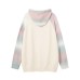 Spliced Design Hooded Sweater Unisex Autumn Winter Loose Knitwear