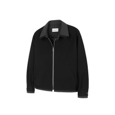 Retro Blended Stripe Spliced Mock Two-Piece Raw Edge Clean Fit Minimalist Jacket for Men