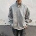 Style Zip-Up Hoodie for Men, Solid Color, Heavyweight, Stand Collar, Long Sleeve