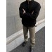 Style Zip-Up Hoodie for Men, Solid Color, Heavyweight, Stand Collar, Long Sleeve