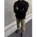 Style Zip-Up Hoodie for Men, Solid Color, Heavyweight, Stand Collar, Long Sleeve