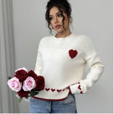 Couple loose fitting pullover round neck love sweater for women