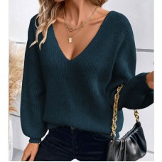 V-neck solid color loose bow top for women V-neck solid color loose bow top for women