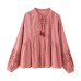 Contrast embroidered long sleeved shirt