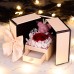Eternal Flower Gift Box with Rose and Bear, Double-Door Design, Elegant Jewelry Packaging Box for Valentine's Day