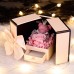 Eternal Flower Gift Box with Rose and Bear, Double-Door Design, Elegant Jewelry Packaging Box for Valentine's Day