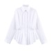 Versatile pleated poplin shirt for women