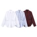 Versatile pleated poplin shirt for women